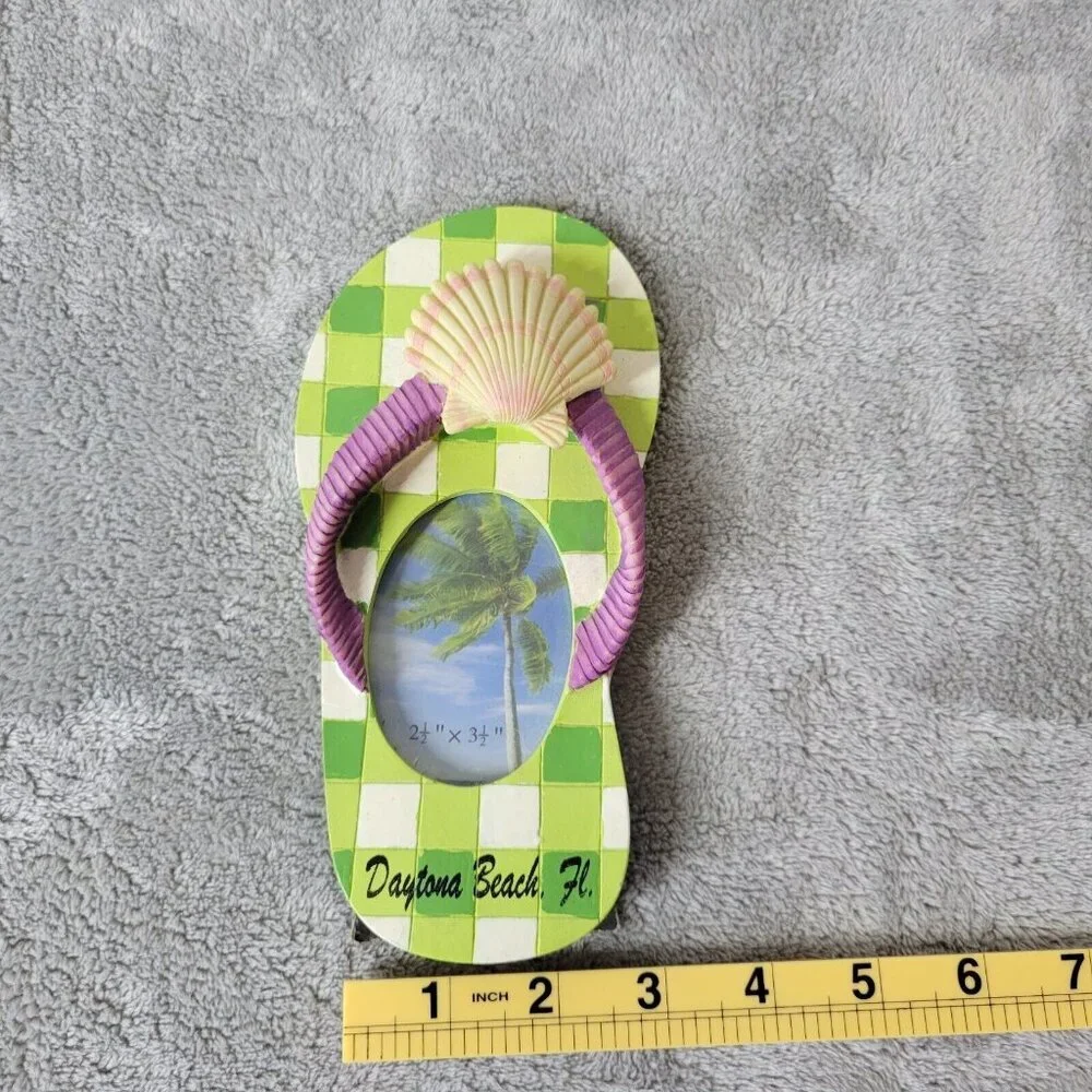 Daytona Beach Florida Flip Flop Photo Frame 2x3 3D Seashell Beach Souvenir S84E